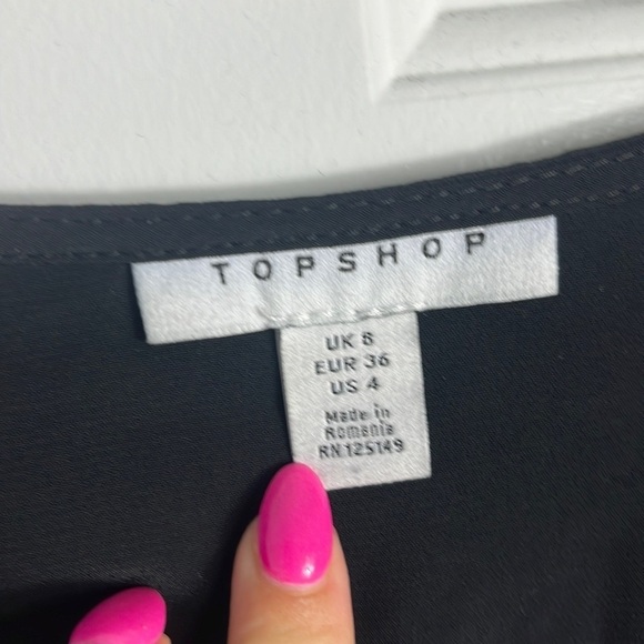 Topshop Tiffany Knot Mini Dress Black LBD Size 4 - Picture 7 of 12
